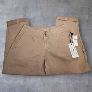 NWT Antro Marrakech Nicola Pleated Pants Cedar Linen Blend Size 28 Women's Q1‎